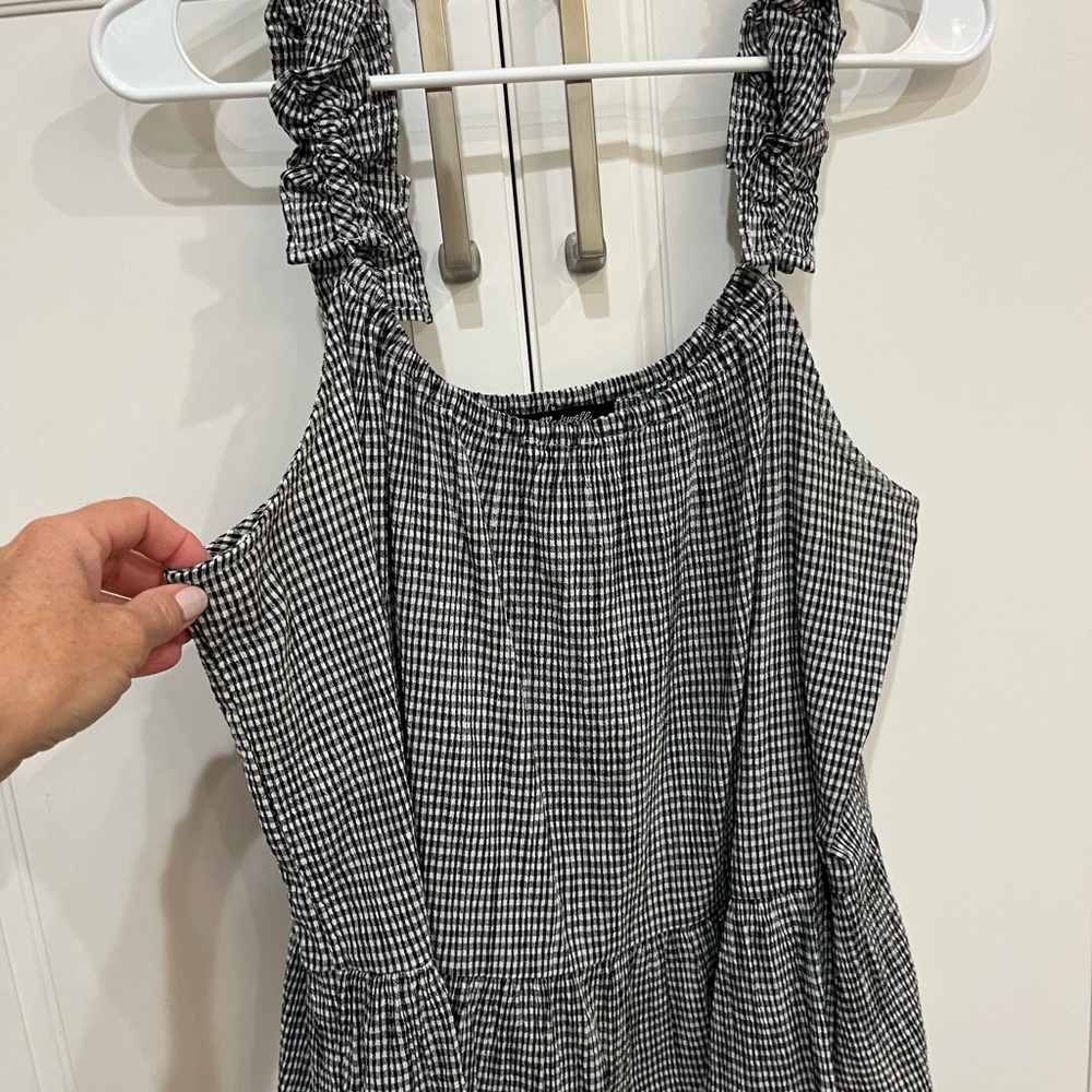 Madewell Black Gingham swing top with peplum